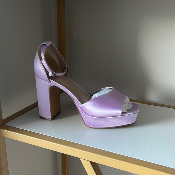 The drop women's hamalie platform sandal lavender satin, 8.5, new - Picture 3 of 6
